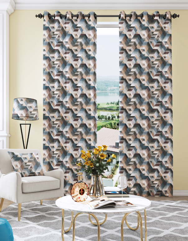 Bedroom shading printing curtain - grommet insulation room living room shading printing curtain