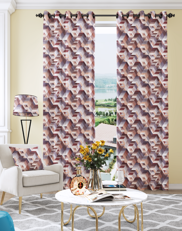 Bedroom shading printing curtain - grommet insulation room living room shading printing curtain