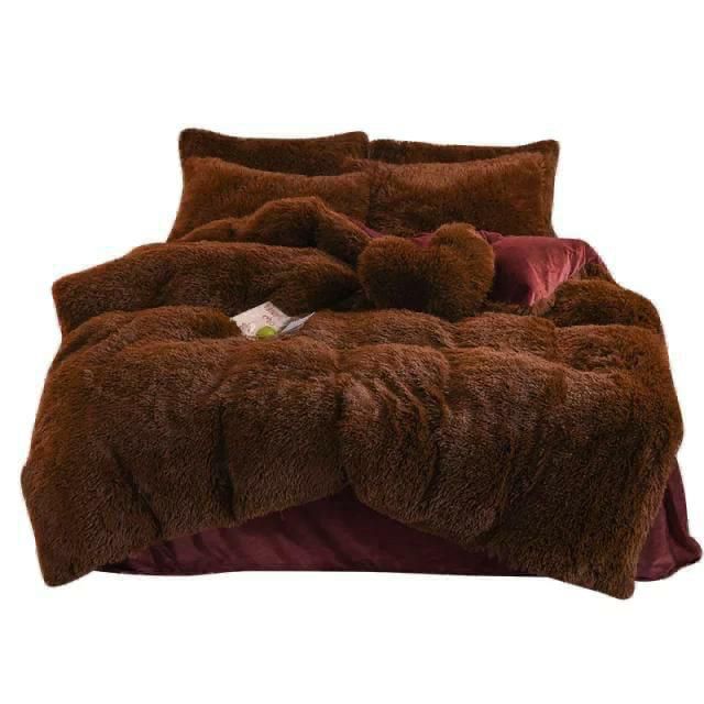 6pc Luxury designs Velvet plush Fluffy Duvet set