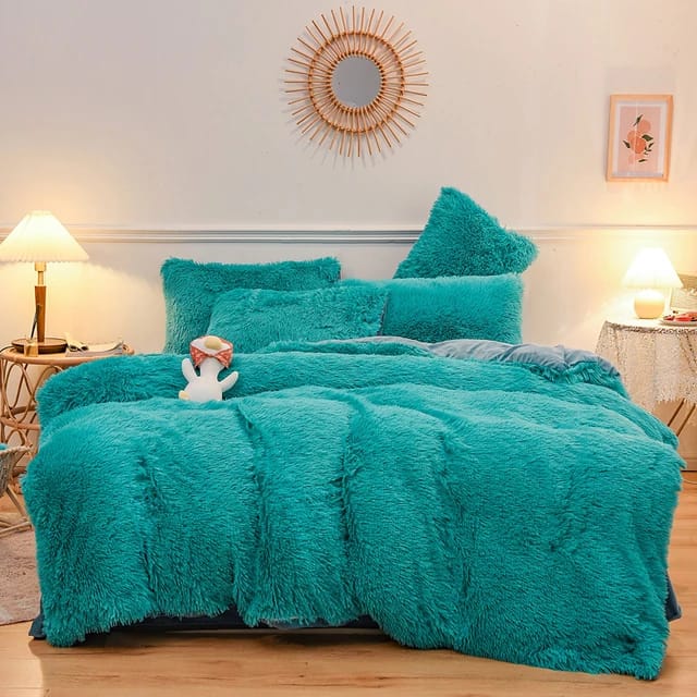 6pc Luxury designs Velvet plush Fluffy Duvet set