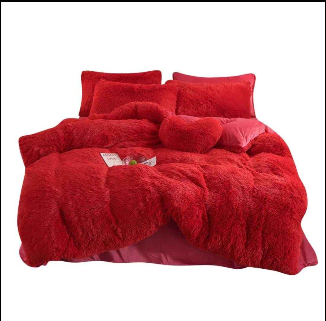 6pc Luxury designs Velvet plush Fluffy Duvet set