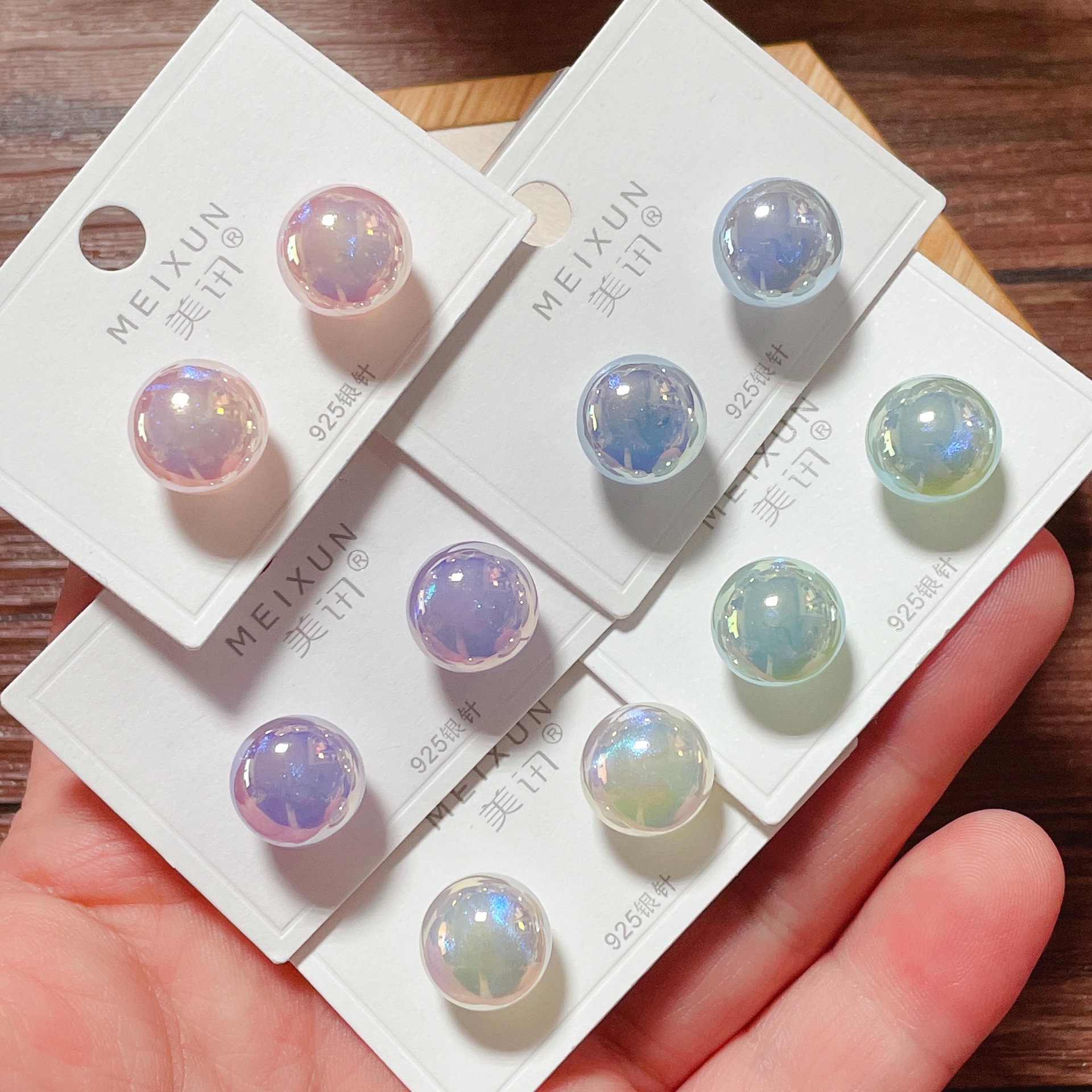2022 earrings new color mermaid hime pearl simple fashion stud earrings female silver needle versatile temperament elegant and cute