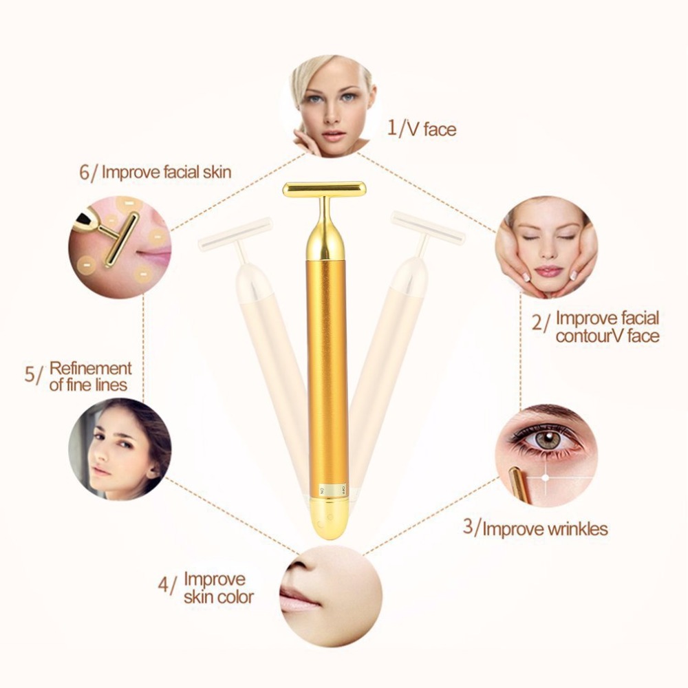 Small Size Beauty Face Lift Tool T Shape Facial Beauty Vibration Massager Energy Vibrating Bar
