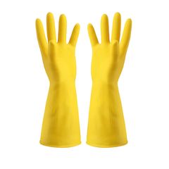 Thickened cow tendon rubber gloves, household dishwashing, laundry, car washing, waterproof gloves, anti slip, anti-corrosion, wear-resistant, reusable Yellow M