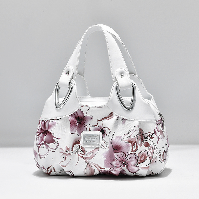 New European and American fashion trend women's multi-color simple handbag Luxury Fashion PU Leather Bag Women Handbags Female Shoulder Bag flower Portable Tote Bag Large Capacity  Simple Bags