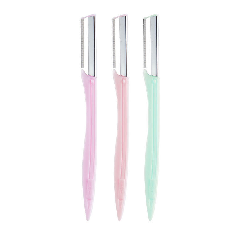 3 pcs 3 colors Fashion Eyebrow Shaper Shaving Stainless Steel rust Proof Sharp Painless Hair Razors Eyebrow Shaver Eyebrow Trimmer Female Facial Shaver Hair Remover Blade For Beauty And Makeup Tool