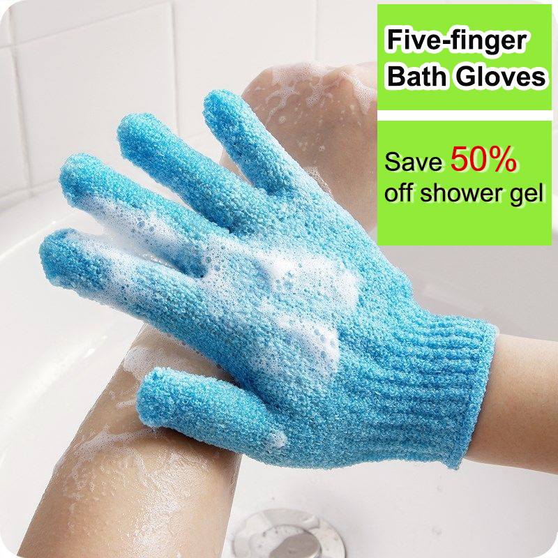 2pcs Five Finger Bathing Gloves Bathing gloves Male and Female No Pain Whole Body Rubbing Mud Rubbing Back Rubbing Bathing Gloves Frosted Gloves Bathing God Tool Rubbing Back