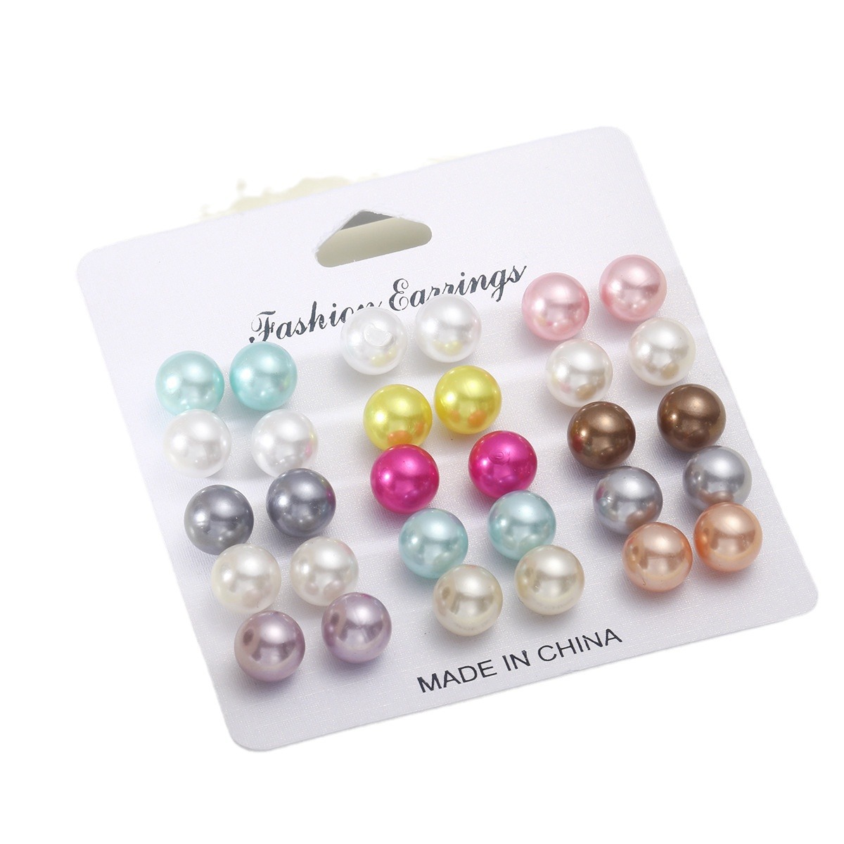 15 pieces of geometric colored dopamine earrings, minimalist and elegant artificial pearl earring set
