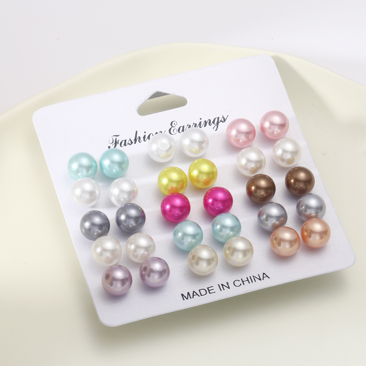 15 pieces of geometric colored dopamine earrings, minimalist and elegant artificial pearl earring set