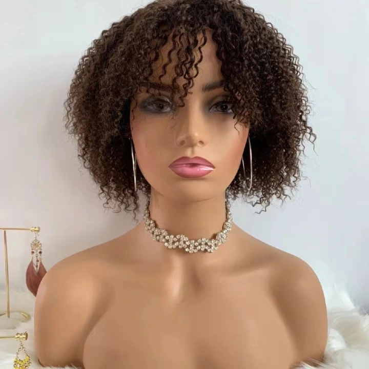2022 fashion 10A Brazilian human hair Afro curl wig brown free size