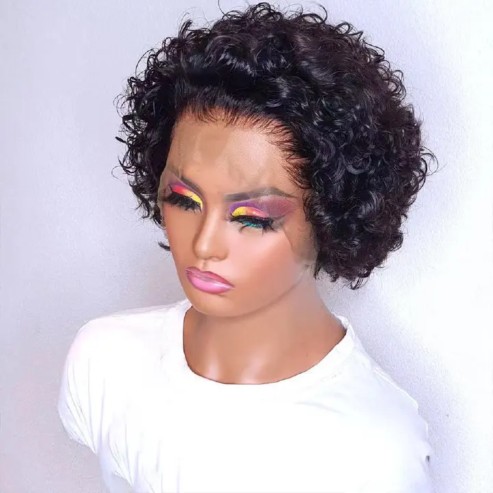 fashion beautiful human hair wig pixie cut brazilian huaman hair lace wig