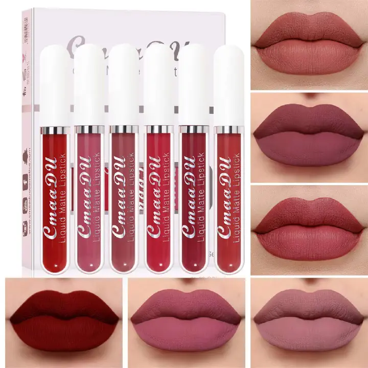 High Quality 6 Pcs Matte Liquid Waterproof CmaaDU Long-Lasting Lipstick