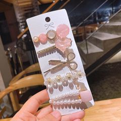 Candy Colors Pearl Hair Clip For Women Korean Hairpin Geometric Crystal Hair Barrettes Girl Hair Accessories Hairgrip style 01 as picture