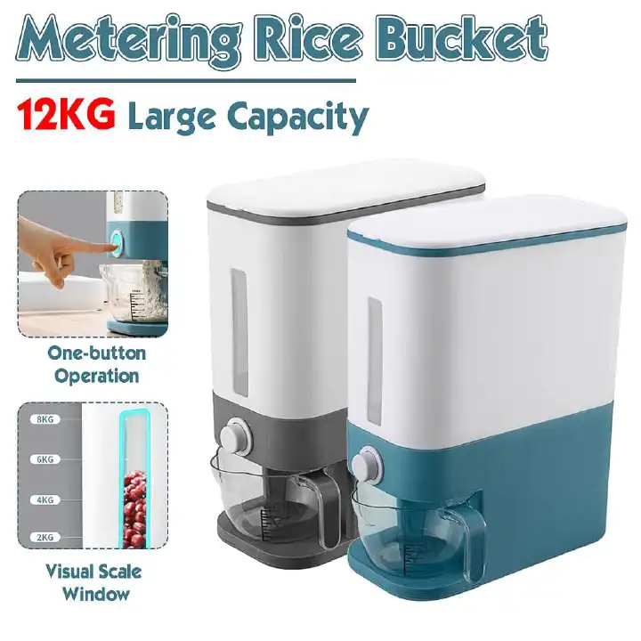 Fashion rice bucket 12KG Metering cereal Dispenser This storage container automatically rations rice and produces whole grains. Kitchen & Dining room appliances