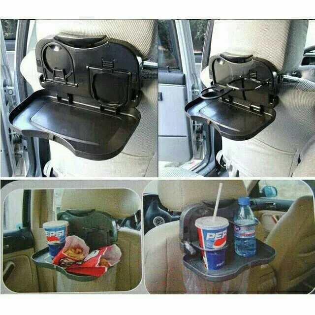 Foldable Portable Car Dinning Food Tray With Bottle/Cup Holder provides the perfect fit for organizing common travel accessories fits almost every car