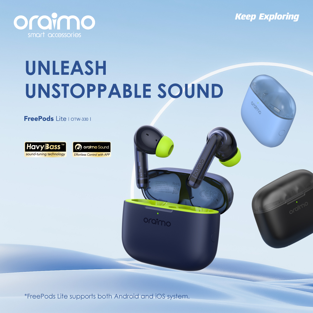 Oraimo FreePods Lite ENC 40-hour Playtime Havybass True Wireless Earbuds With APP Control Bluetooth Earphones