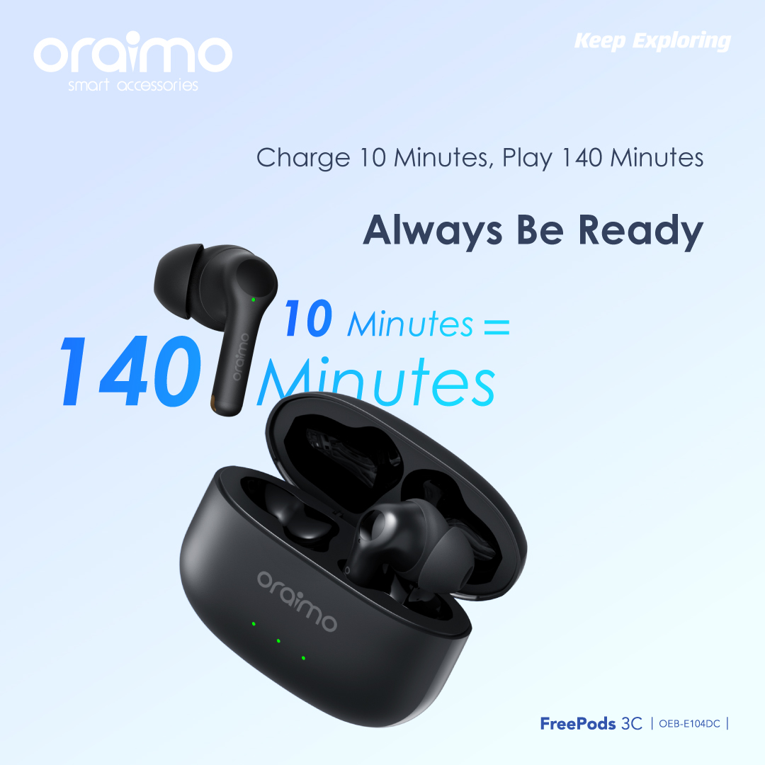 oraimo FreePods 3C ENC Calling Noise Cancellation Long Playtime True Wireless Earbuds Bluetooth Earphones Earpods