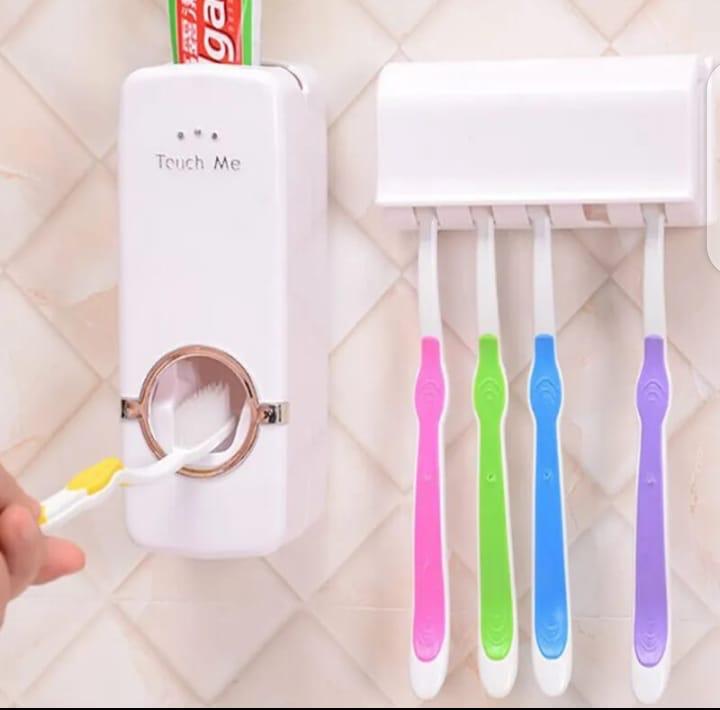 Automatic Toothpaste Dispenser Wall Mount Bathroom Accessories Toothpaste Squeezer Toothbrush Holder Toothpaste Storage