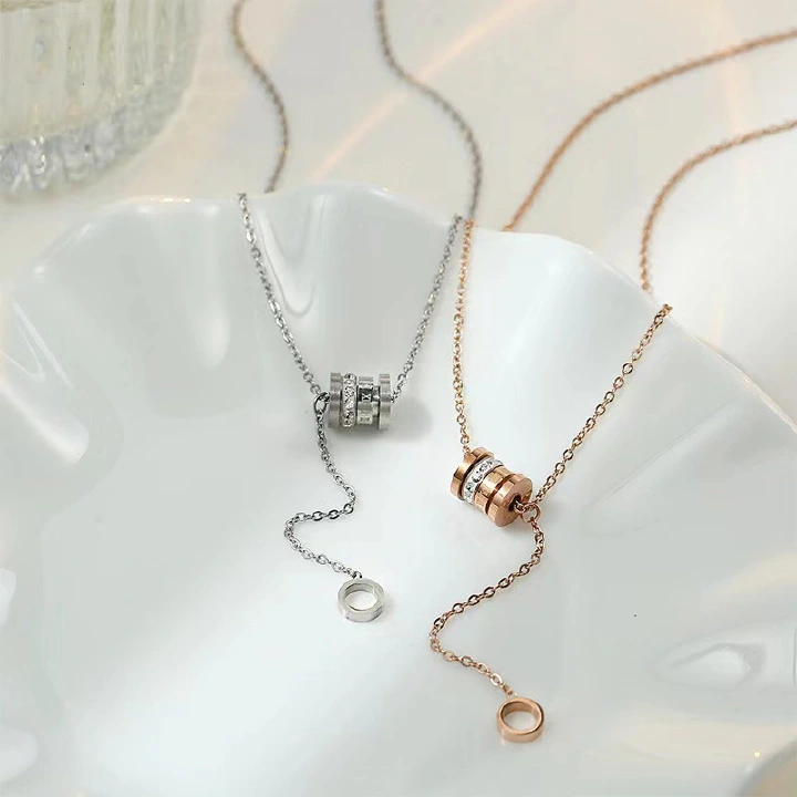 Women's Fashion Necklace Premium Sexy Necklace Roman Numeral Stainless Steel Colorfast Lucky  Necklace Rose Gold Silver One Size