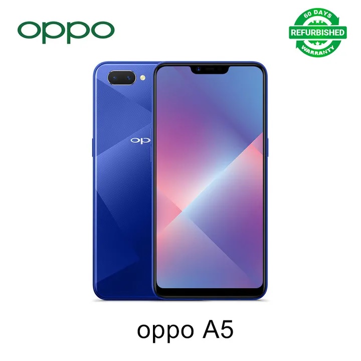 Refurbished oppo A5 /A3s Ram 4GB+Rom 64GB, Smartphone Android LTE Phone, 6.2 Inch Screen, Front 8mp, Rear 13mp + 2MP Camera, Face Unlock, 4230mah Battery, Octa Core Dual SIM Smartphone