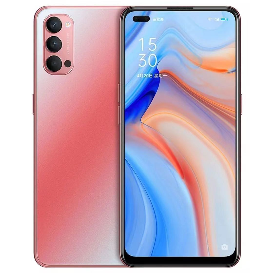 Refurbished OPPO Reno4 5G Original screen AMOLED with fingerprint 8GB+128GB 6.4 inches 48MP+32MP 4020mAh Face ID Dual SIM (Nano SIM) Qualcomm Snapdragon 765G