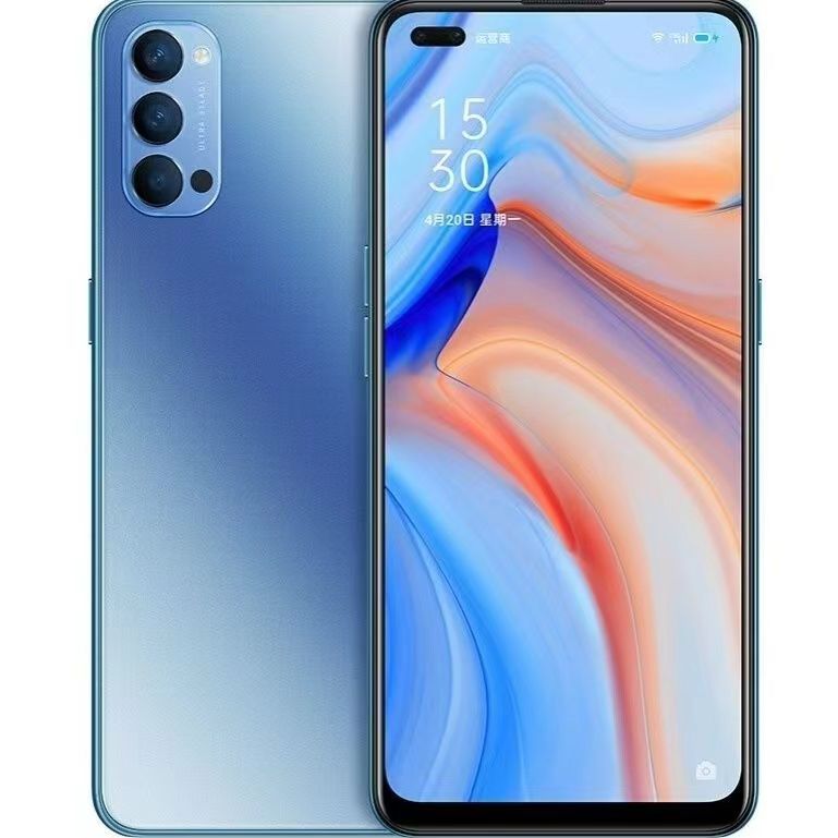 Refurbished OPPO Reno4 5G Original screen AMOLED with fingerprint 8GB+128GB 6.4 inches 48MP+32MP 4020mAh Face ID Dual SIM (Nano SIM) Qualcomm Snapdragon 765G