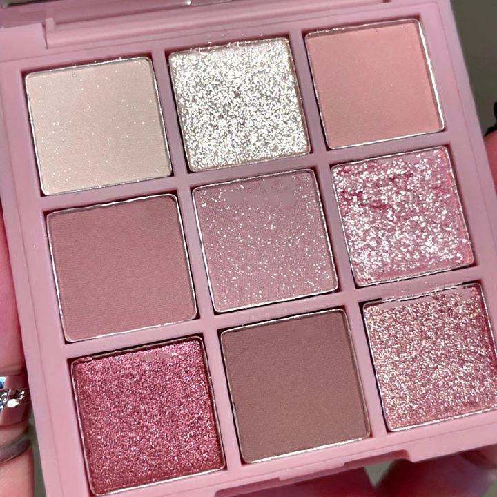 DIKALU New Nine-color Eyeshadow Palette Rose Pink Color Pearly Matte Glitter Eyeshadow Pallete Shiny Eye Shadow Eye Pigments