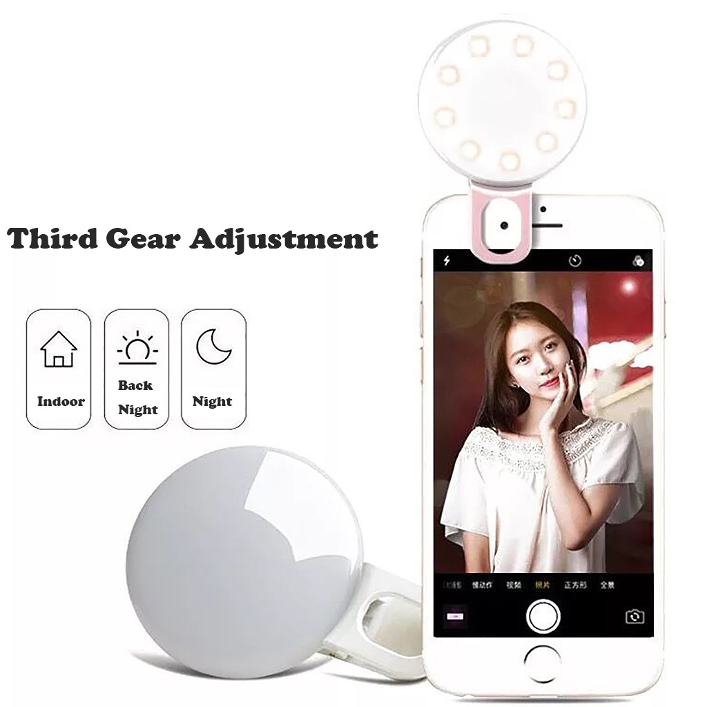 Usb Led Selfie Ring Portable Mini Round Mobile Phone Tablet Timer Clip For Beauty Photography Fill Lights Enhancing Rechargeable