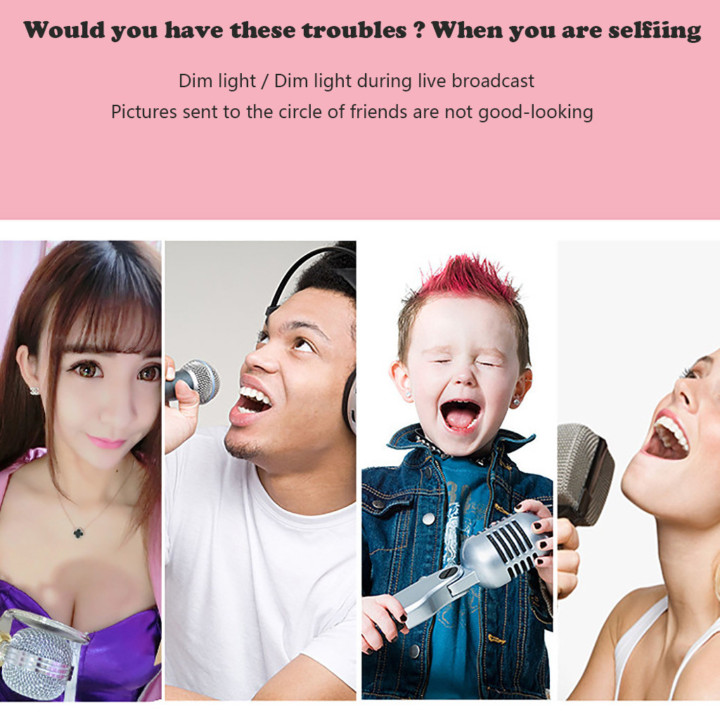 Usb Led Selfie Ring Portable Mini Round Mobile Phone Tablet Timer Clip For Beauty Photography Fill Lights Enhancing Rechargeable