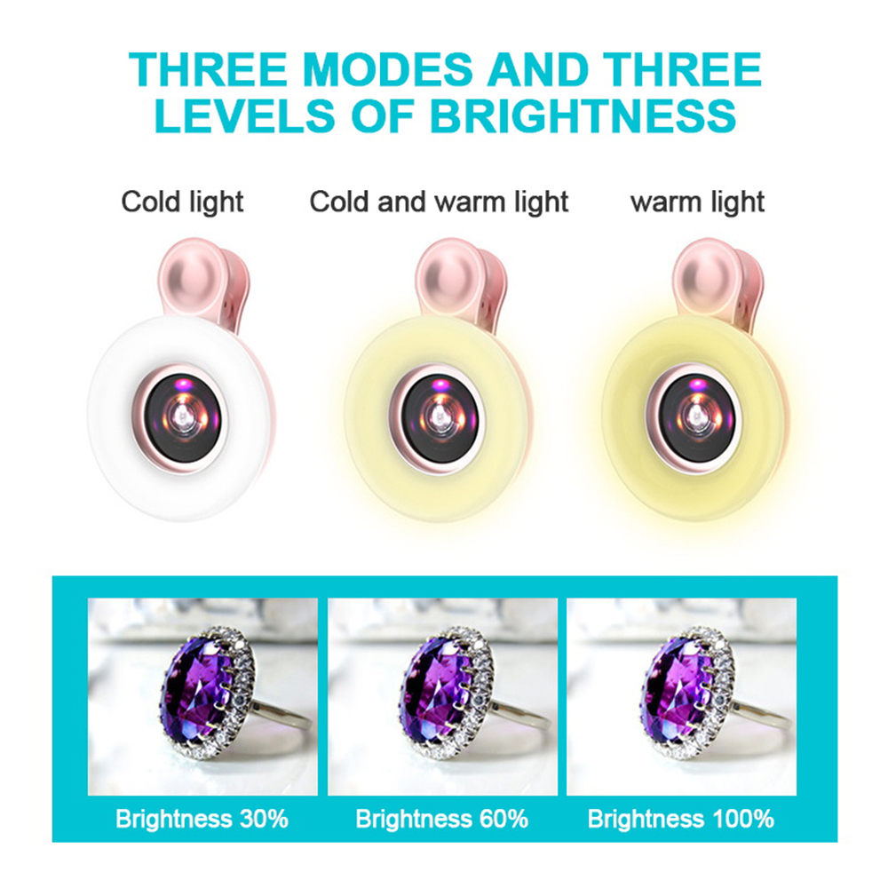 2022 Mobile phone Fill light 15X macro lens Portable Selfie LED Ring Flash Light Phone Selfie Lamp Ring Clip Light Drop Shipping