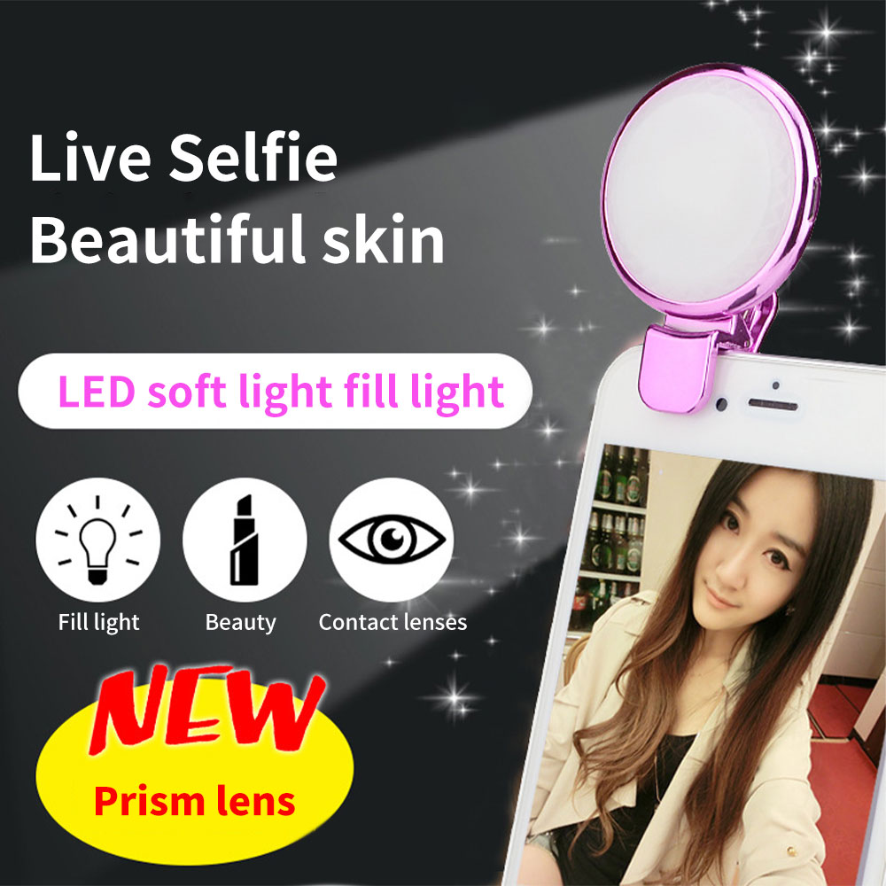 HONGDAK LED Ring Fill Light Portable Mobile Phone Selfie Lamp Lighting Luminous Ring Clip For  IPHONE