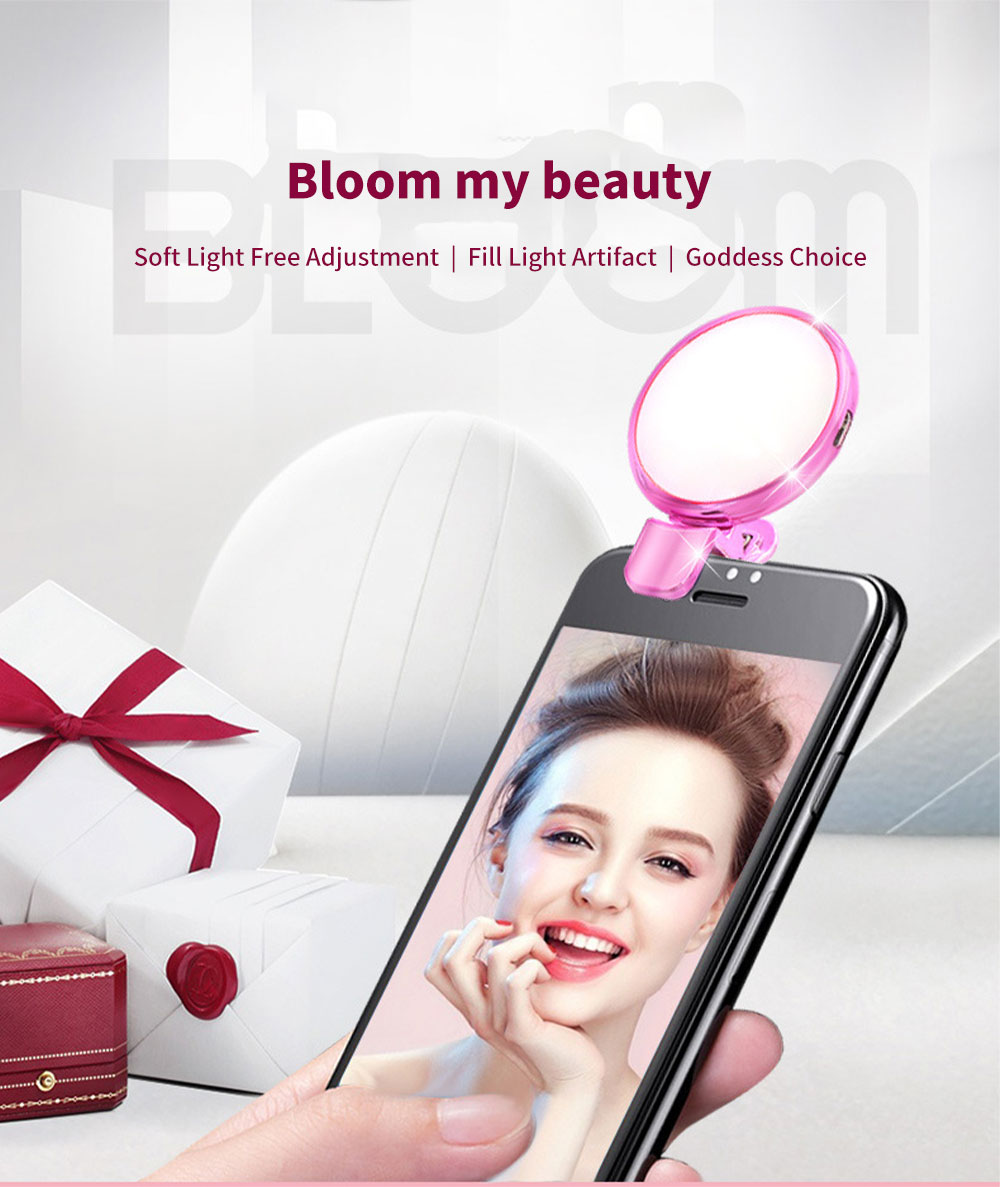 HONGDAK LED Ring Fill Light Portable Mobile Phone Selfie Lamp Lighting Luminous Ring Clip For  IPHONE
