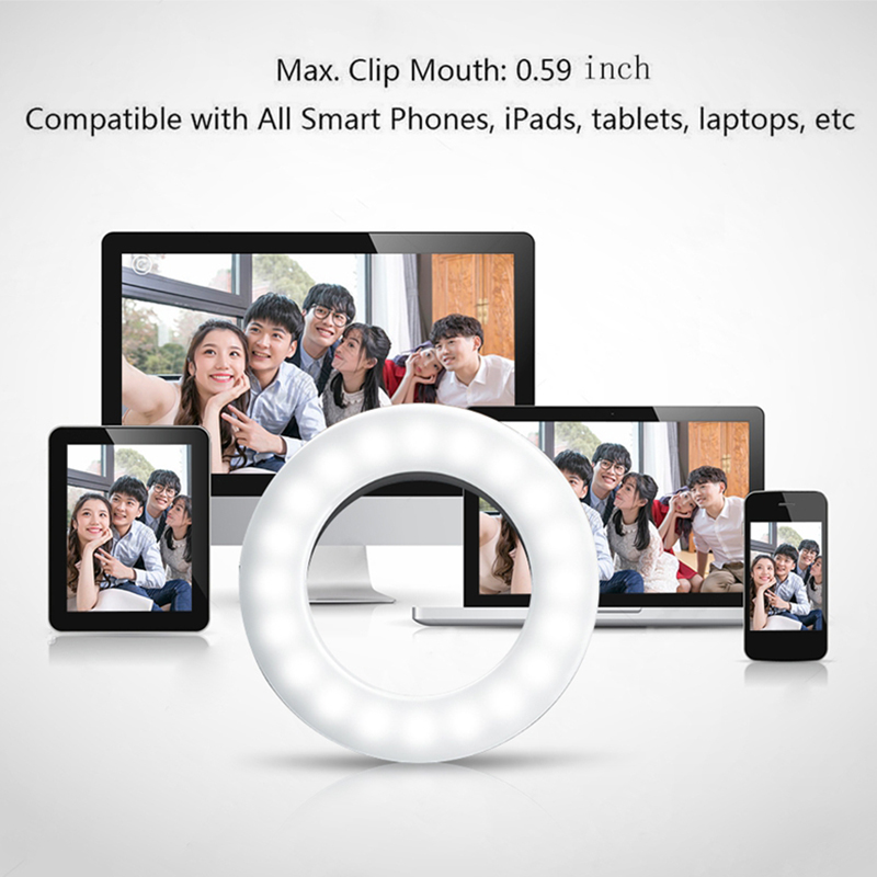 Ulanzi Universal Ring Fill Light Clip Mobile Phone Selfie Lamp 3200-6500k LED Video Lights Portable for iPhone iPad PC Laptop