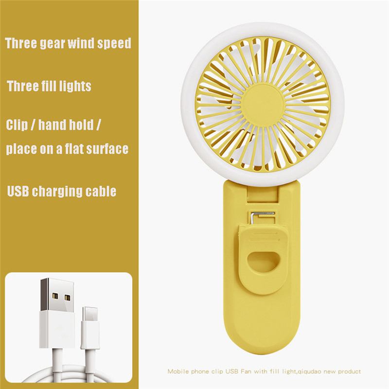 Selfie Ring Light LED Flash Phone Lens Light USB Rechargeable Clip Mobile Phone Fill Lamp Selfie Lights Clip Cellphone Lamp Fan