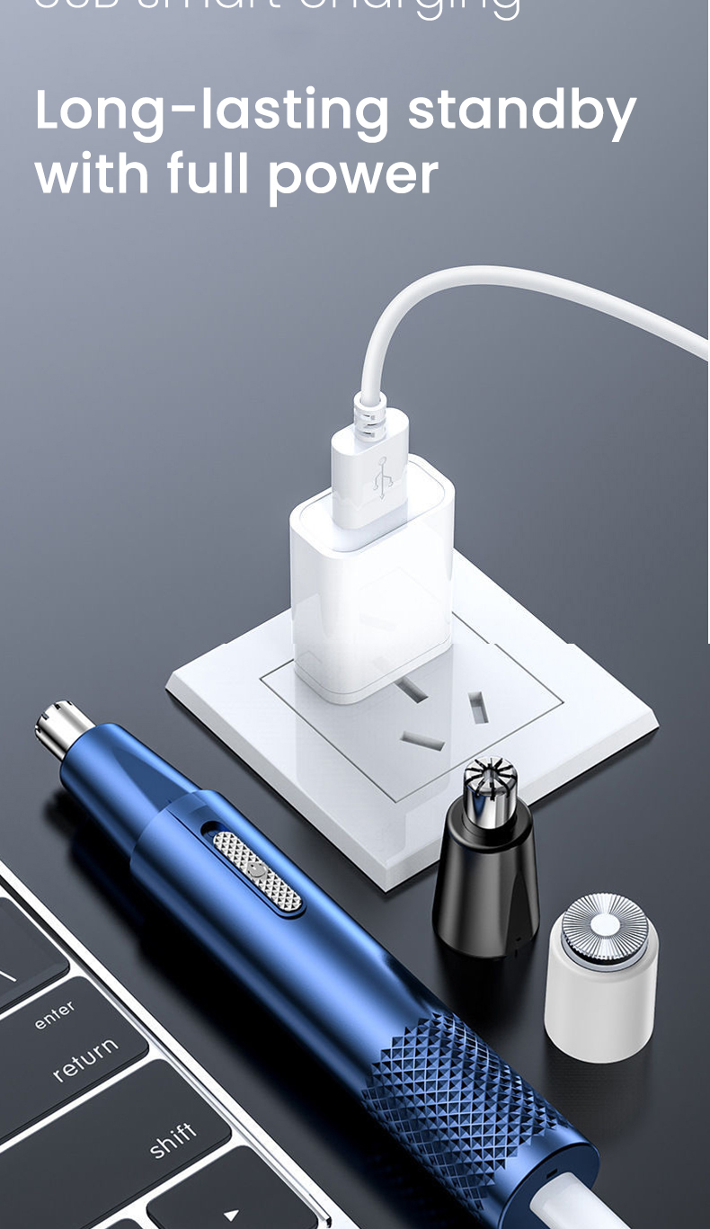 Electric Shaving Nose Ear Trimmer Double Blade Head Rechargeable Nose Hair Trimmer for Men Shaving Hair Removal Razor Beard