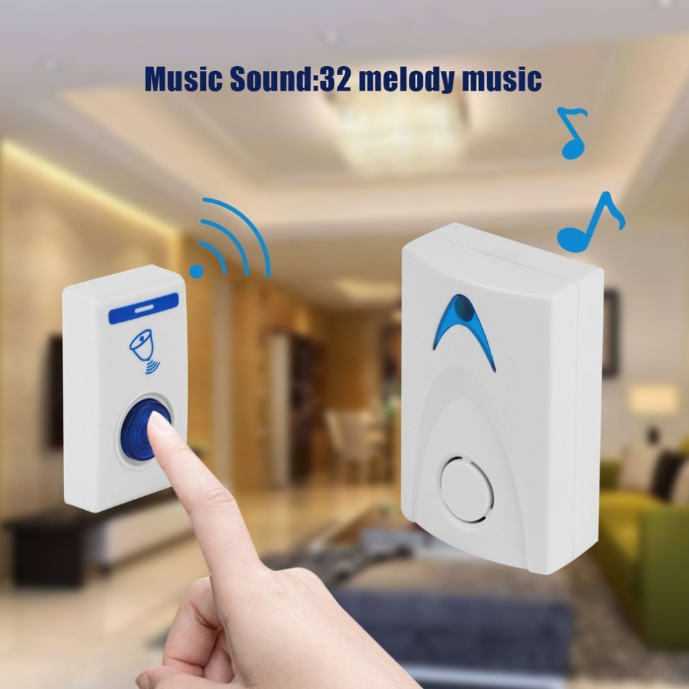 LED Wireless Doorbell Wireles Remote Control 32 Tune Songs 100M Range Smart Waterproof Door bell Button for Home Office Hotel