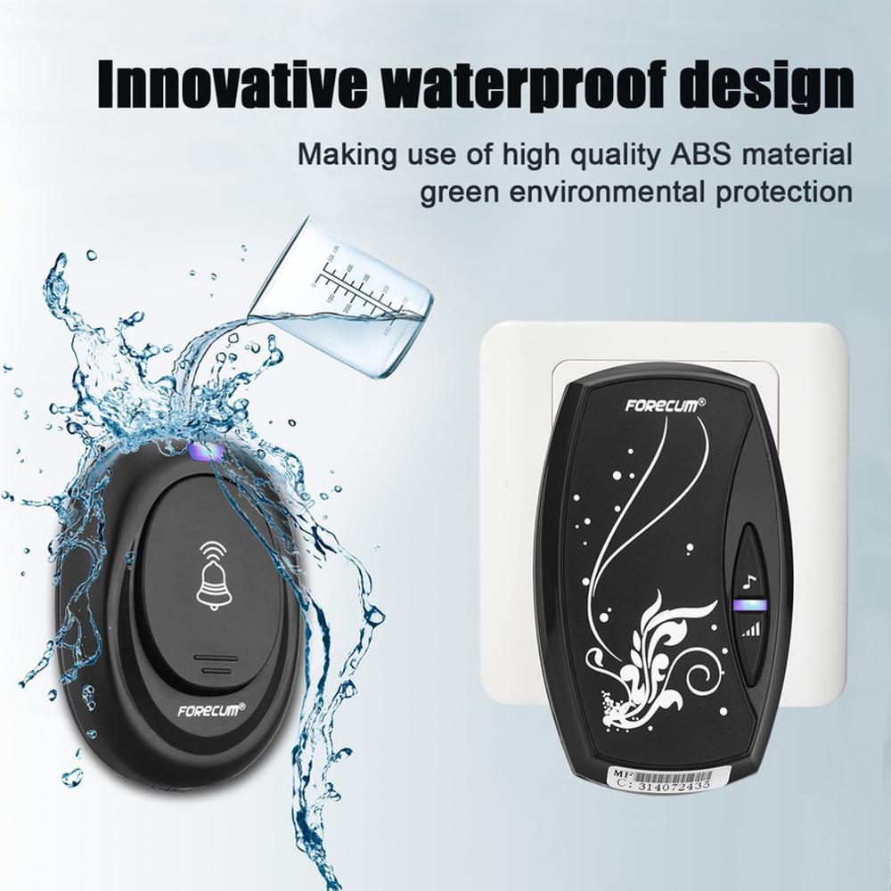 Waterproof Wireless Doorbell with 36 Chimes Single Receiver Plug-in Type Door Bell Cordless Smart Home Door Bells