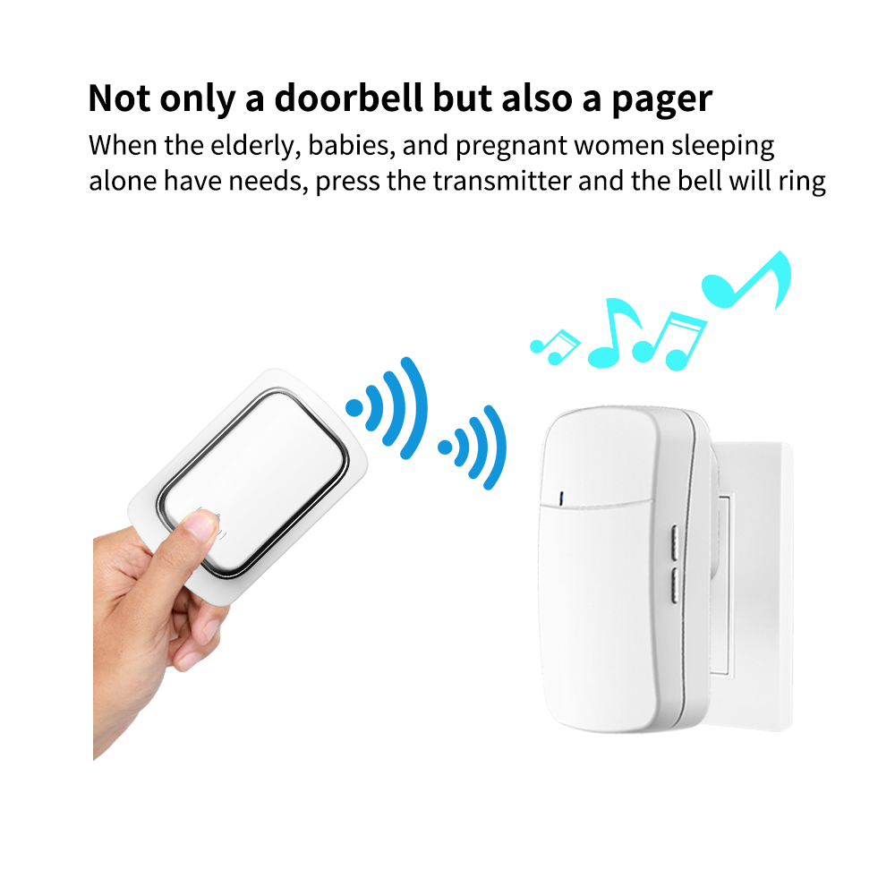 Outdoor Wireless Doorbell Waterproof IP44 Button No Battery Required Ring Bell Chimes Sets Home Smart Door bell