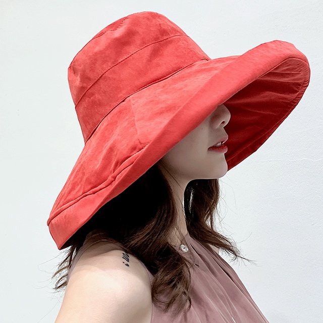 Women's Hat Bucket hat Panamanian Women  Four Seasons  Hat Big Brim Hat Double-Sided Fisherman Hat Sun Visor Cap Adult cap
