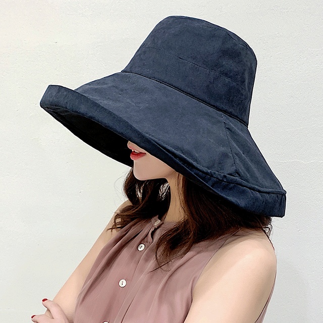 Women's Hat Bucket hat Panamanian Women  Four Seasons  Hat Big Brim Hat Double-Sided Fisherman Hat Sun Visor Cap Adult cap