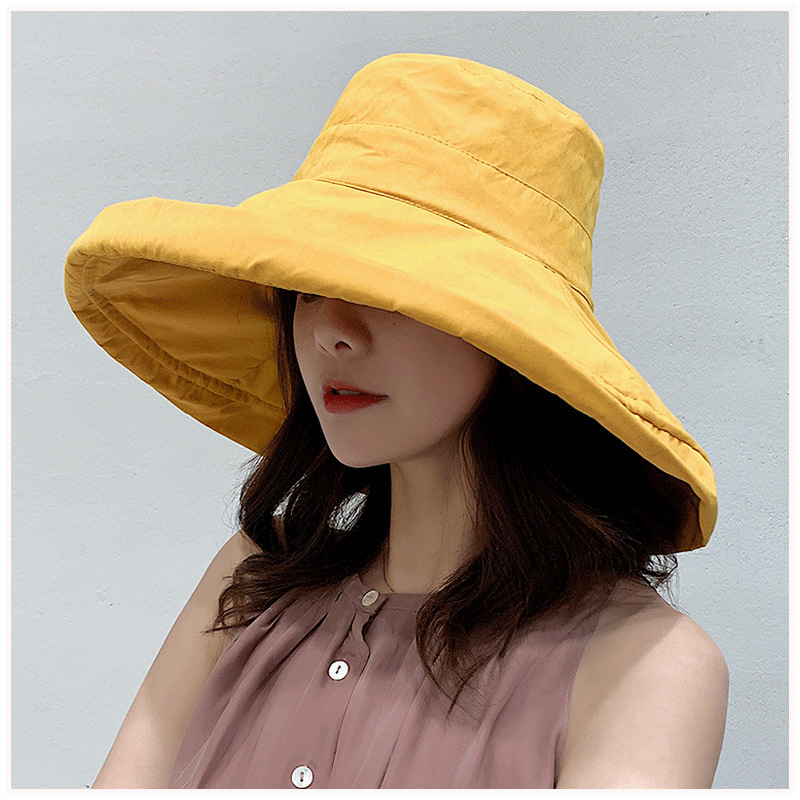 Women's Hat Bucket hat Panamanian Women  Four Seasons  Hat Big Brim Hat Double-Sided Fisherman Hat Sun Visor Cap Adult cap