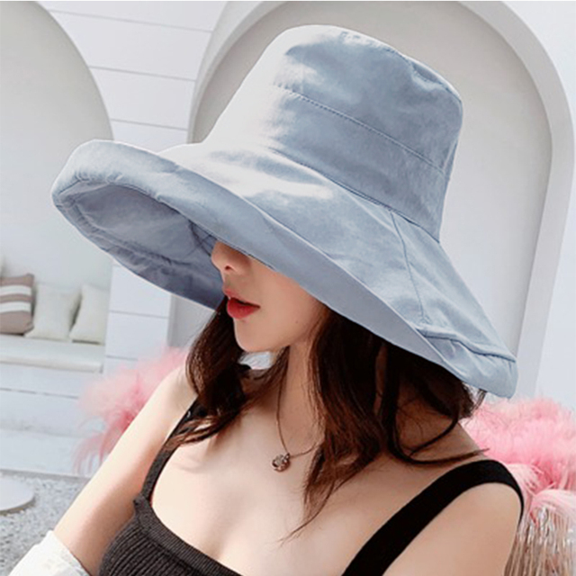Women's Hat Bucket hat Panamanian Women  Four Seasons  Hat Big Brim Hat Double-Sided Fisherman Hat Sun Visor Cap Adult cap
