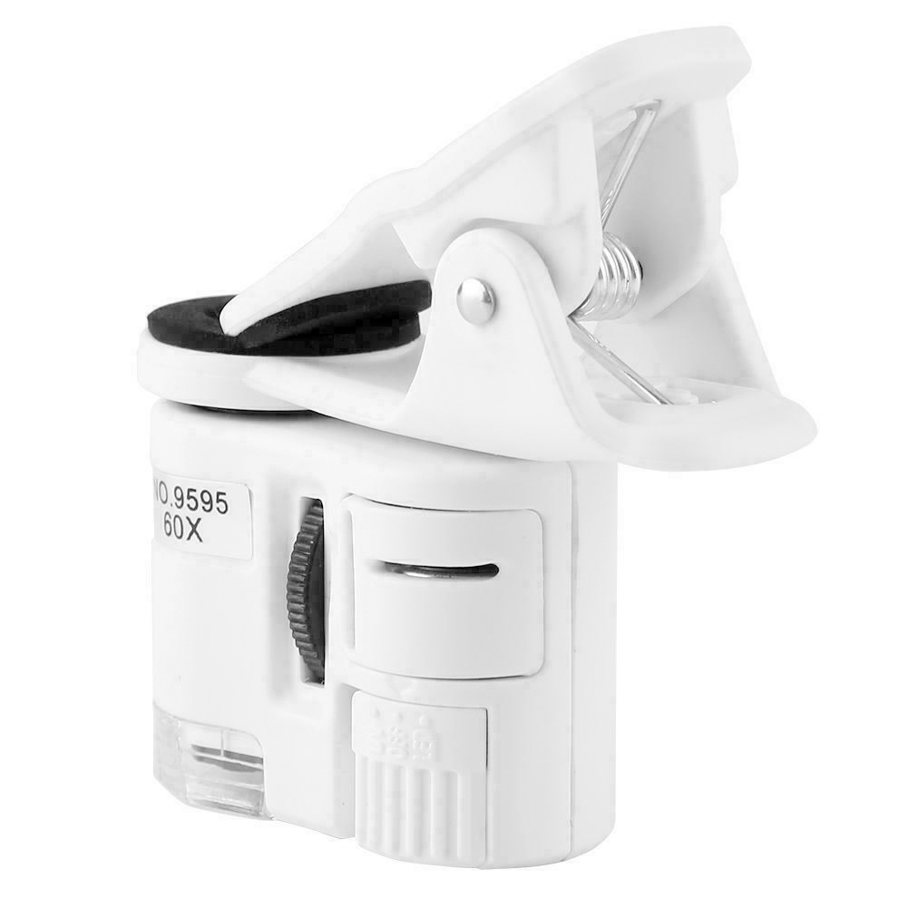 2021new 60X Portable Clip Magnifier Loupe UV Microscope Universal Mobile Phone with Mini LED with Cell Phone Clip UV Light