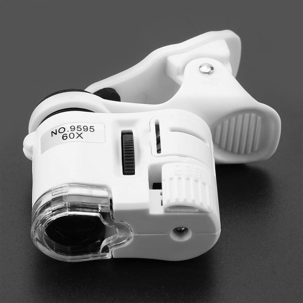 2021new 60X Portable Clip Magnifier Loupe UV Microscope Universal Mobile Phone with Mini LED with Cell Phone Clip UV Light