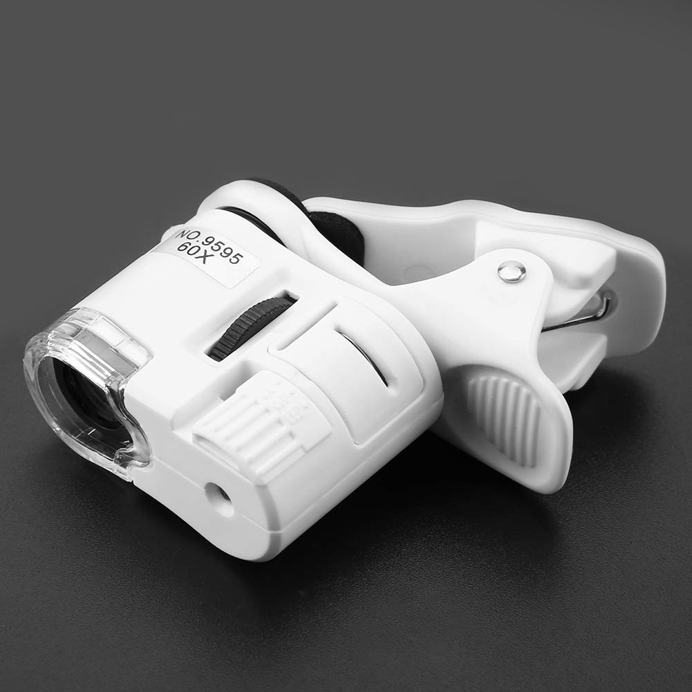 2021new 60X Portable Clip Magnifier Loupe UV Microscope Universal Mobile Phone with Mini LED with Cell Phone Clip UV Light