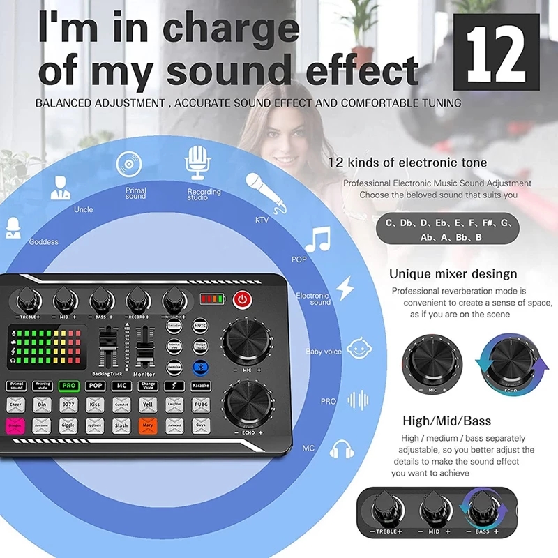 Sound Card Microphone Sound Audio Interface Mixer Sound Card Mixing Console Amplifier For Phone PC