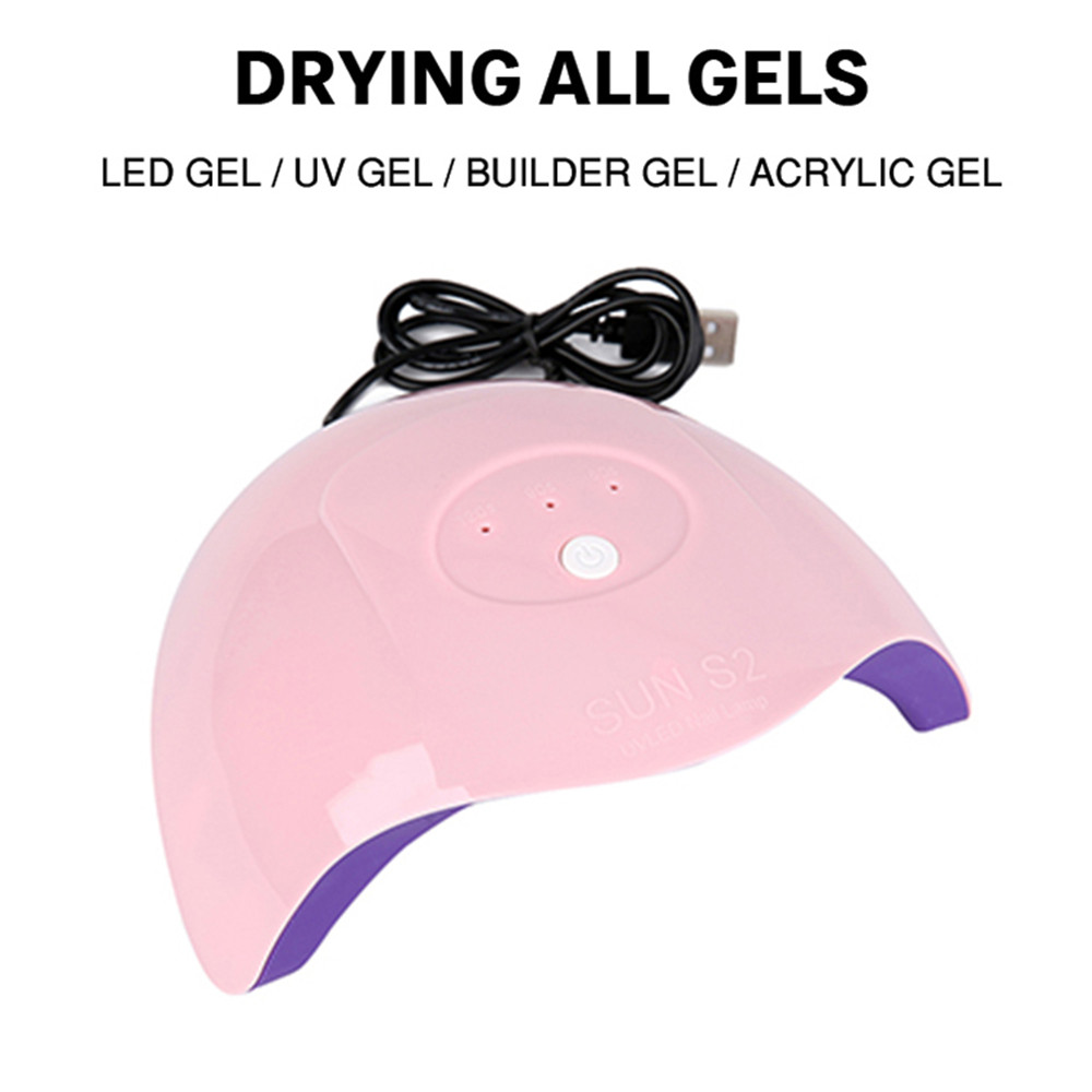 36W UV LED Lamp Nail Dryer USB Cable Machine Portable Home Use Uv Light Gel Varnish Curer 12 Leds Lamp Tool Pink