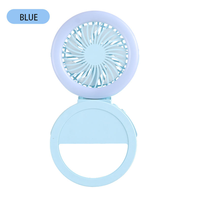 Portable Handheld Simple Fan Fill Light USB Charging Clamp Night Light Selfie Light Mini Fan Clip Mobile Phone Live Lamp 3 Modes