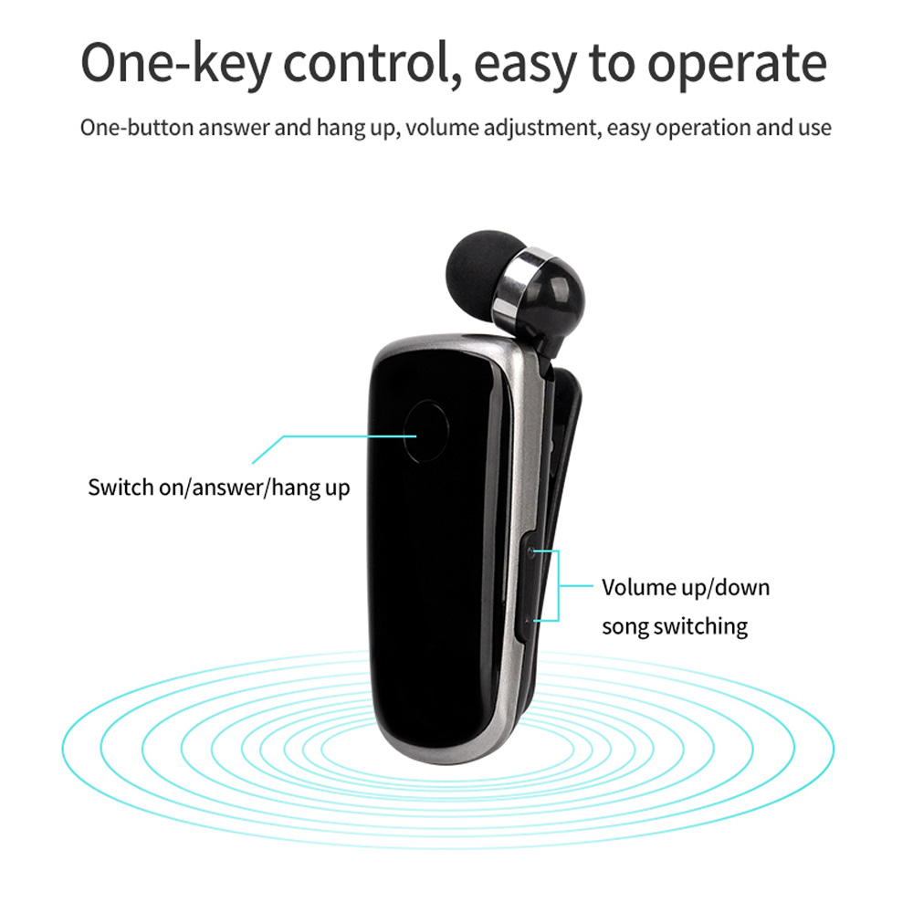 Wireless Bluetooth Headset Earbuds with Microphone CSR Chip In-Ear Vibrating Alert Wear Clip Hands Free Earphones