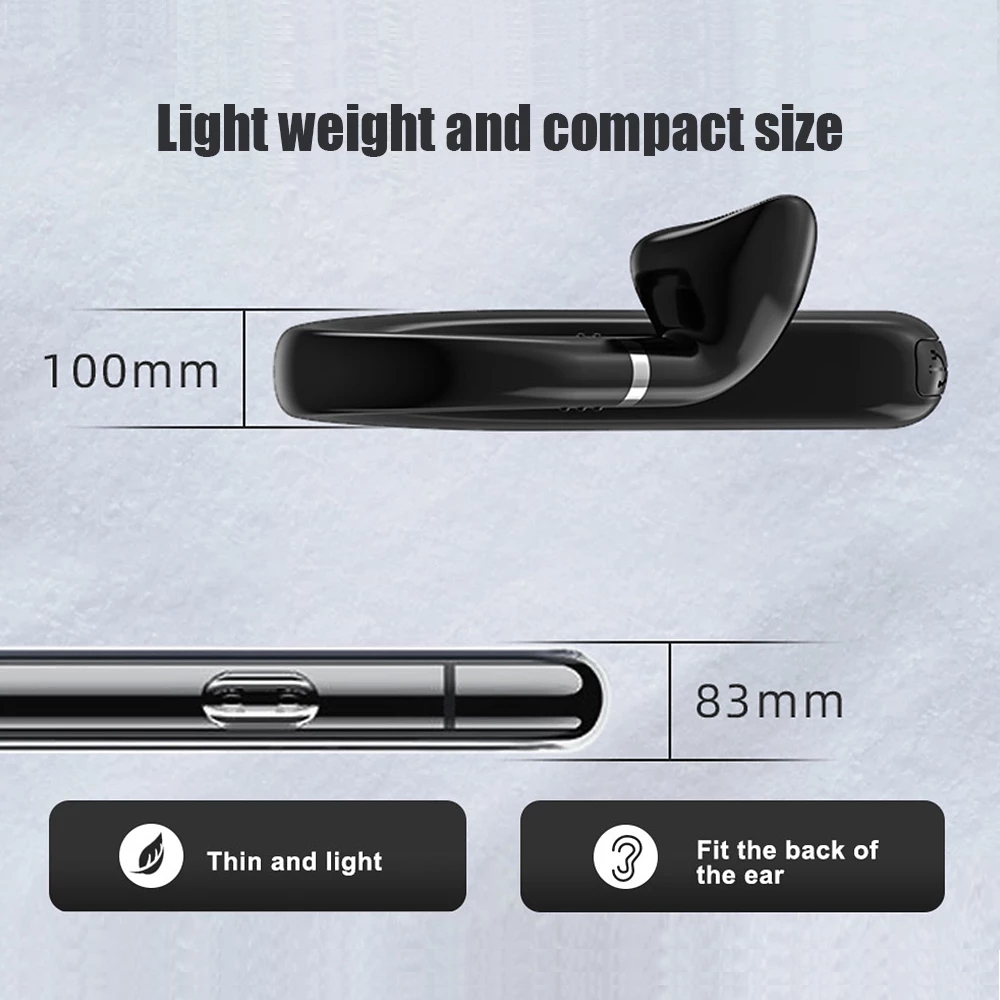 TW16 Wireless Headphone Bluetooth 5.0 Headset Single Ear Earphone Noise Reduction IPX5 Waterproof For Driving Meeting